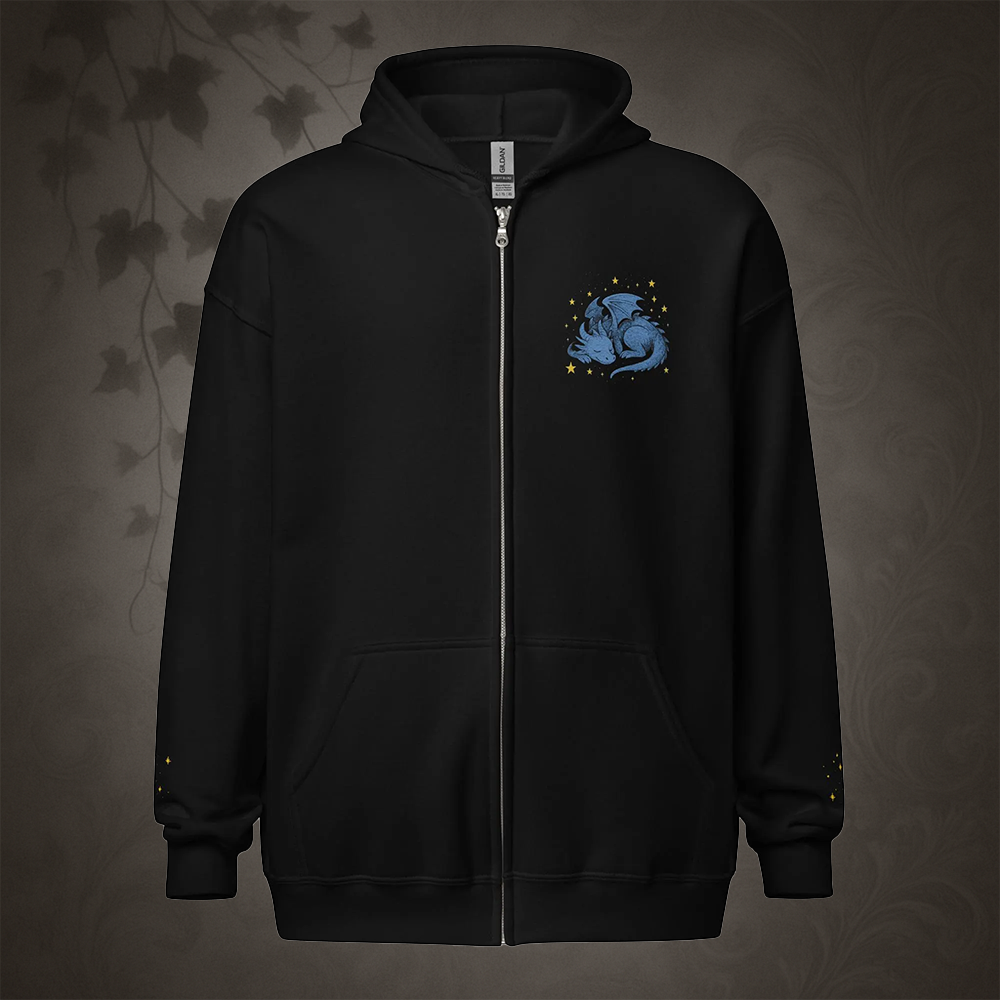 Mystical Blue Dragon Zip-Up Hoodie