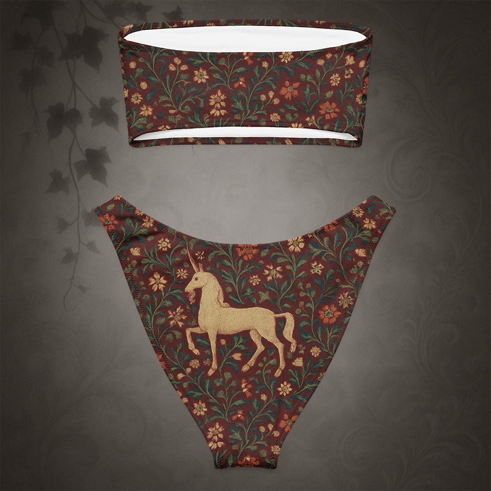 Medieval Unicorn Tapestry Bikini Swimsuit