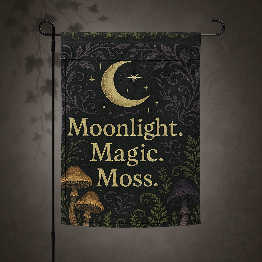 Witchcore Moonlight Magic Moss Garden Flag