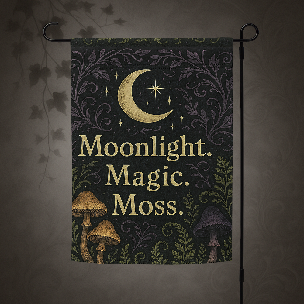Witchcore Moonlight Magic Moss Garden Flag