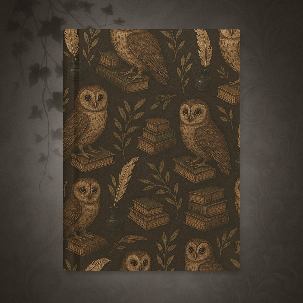 Dark Academia Vintage Owl Hardcover Journal
