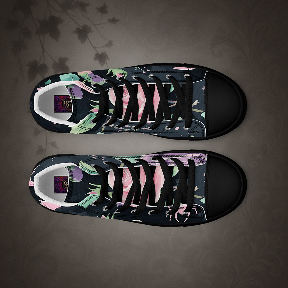 Pastel Goth Bat and Rose High Top Shoes