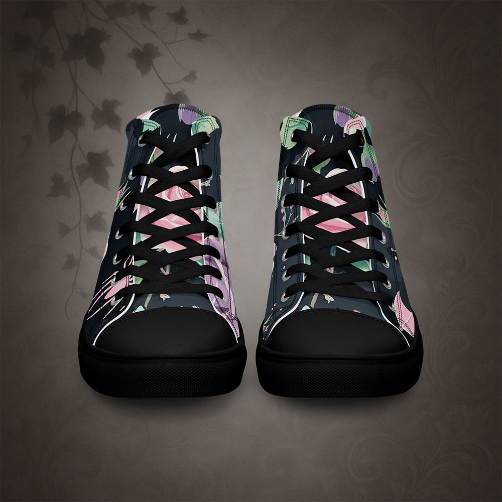Pastel Goth Bat and Rose High Top Shoes