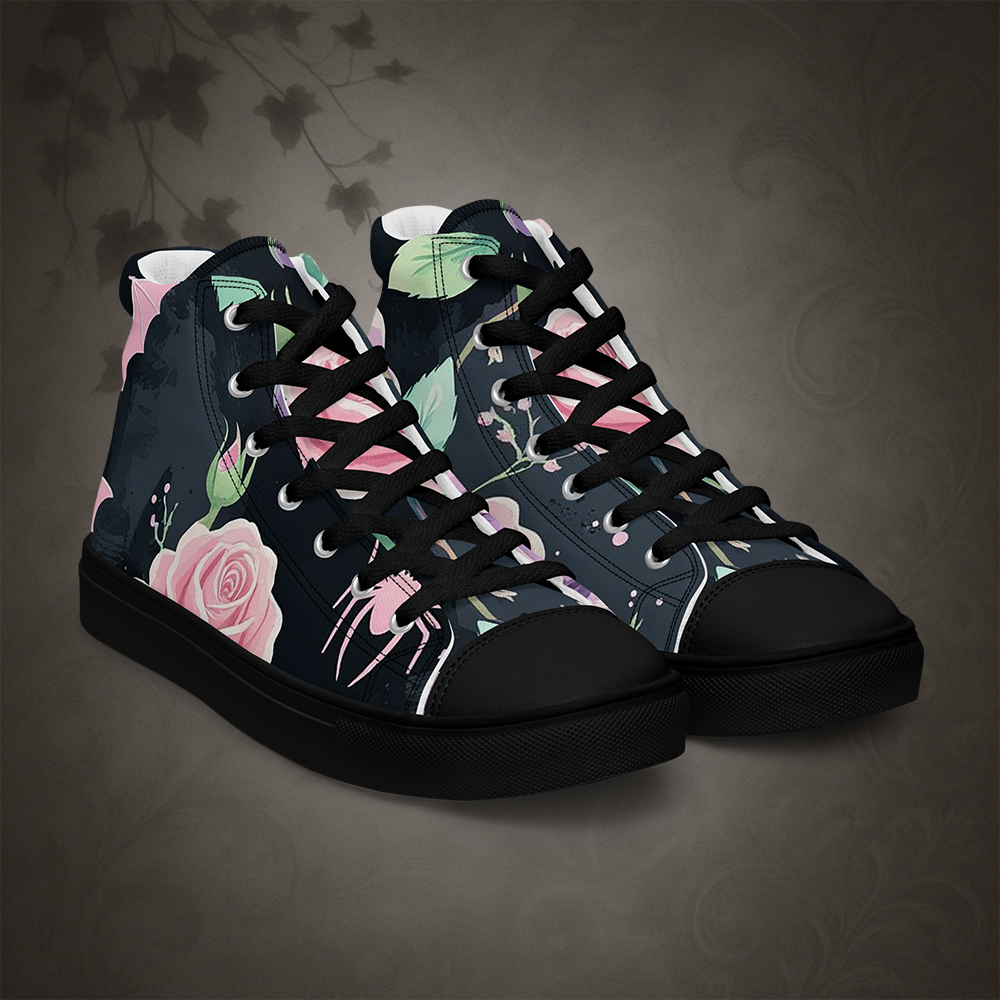 Pastel Goth Bat and Rose High Top Shoes
