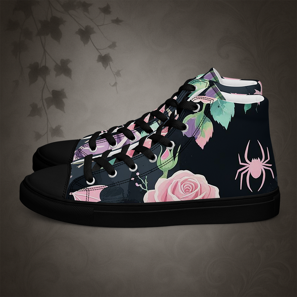 Pastel Goth Bat and Rose High Top Shoes
