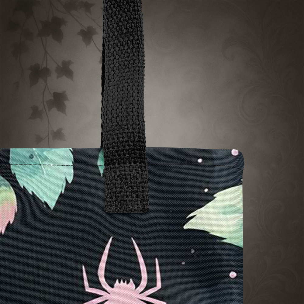 Pastel Goth Bat and Rose Tote Bag