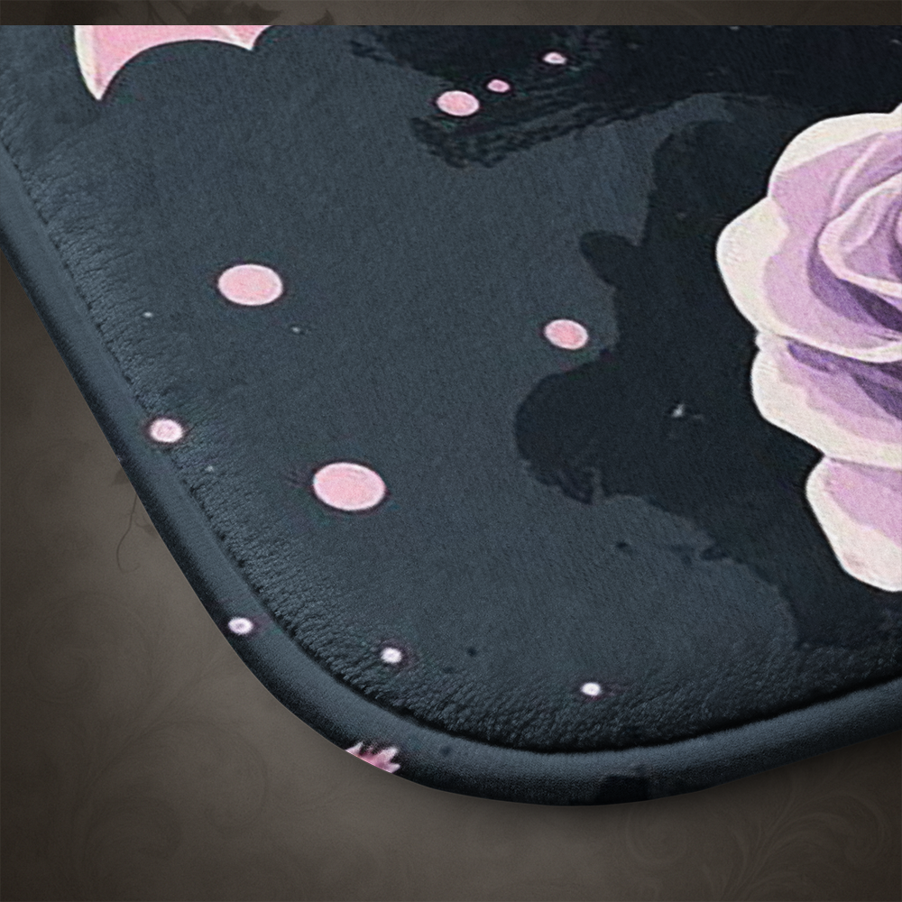 Pastel Goth Bat and Rose Bath Mat
