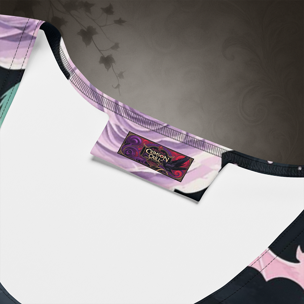 Pastel Goth Bat and Rose Crop Top