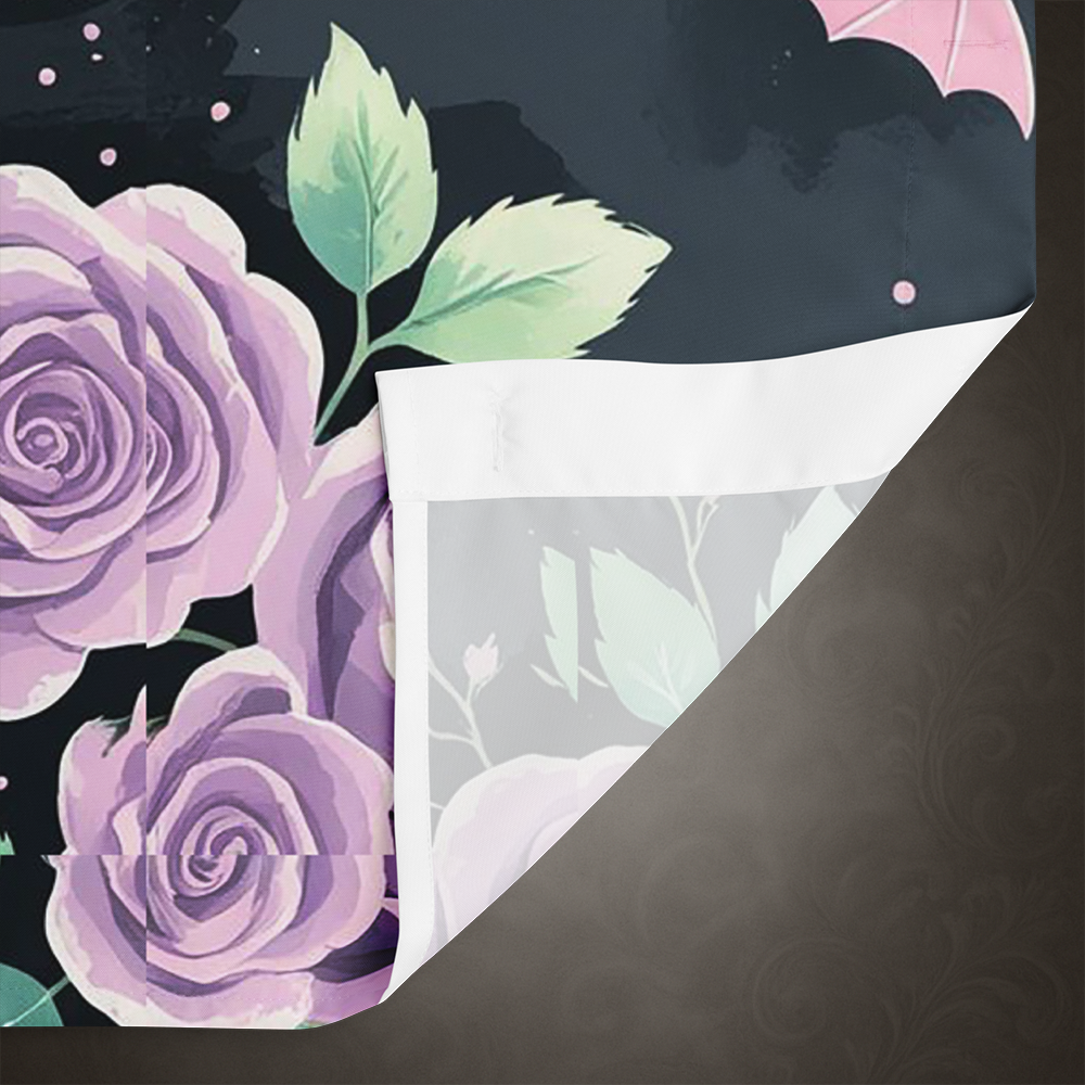 Pastel Goth Bat and Rose Shower Curtain