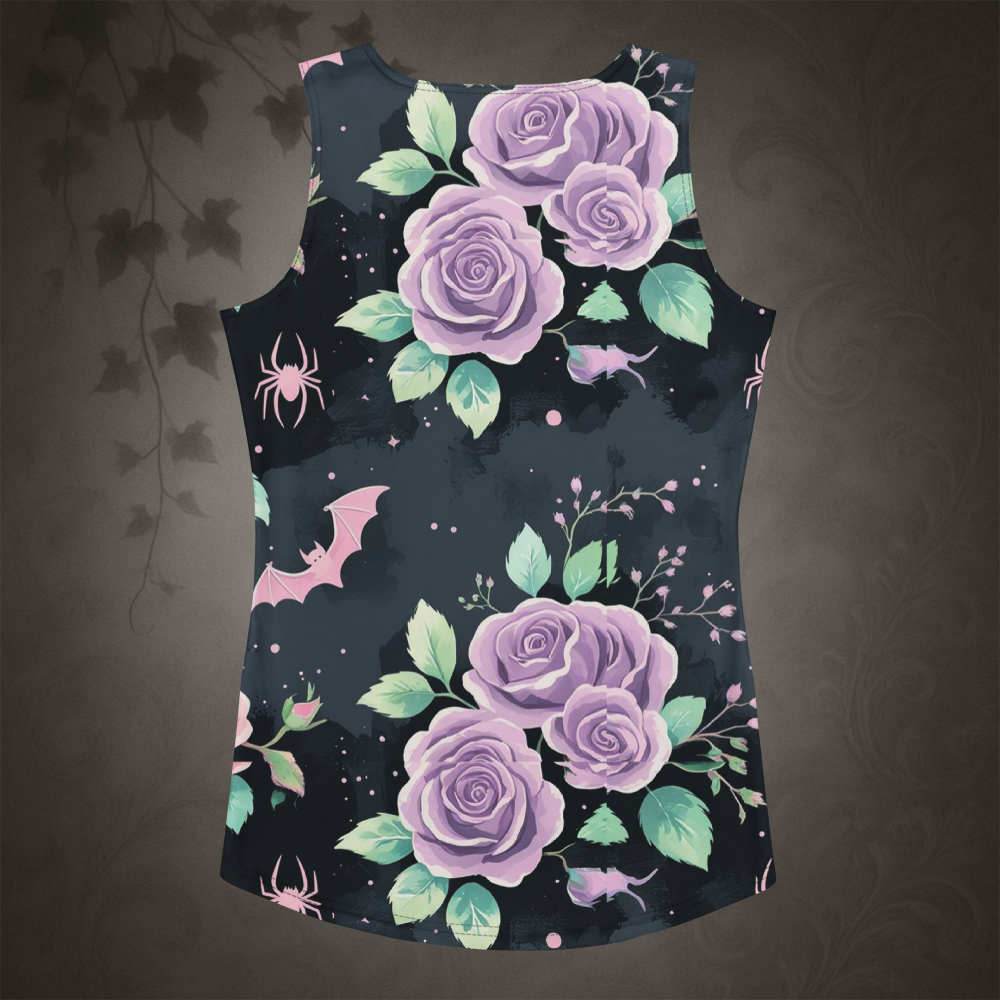 Pastel Goth Bat and Rose Tank Top