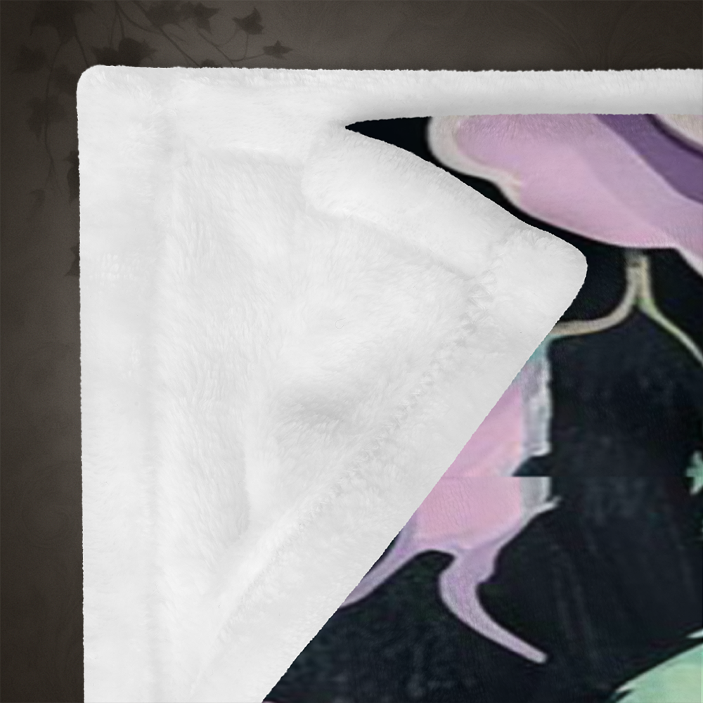 Pastel Goth Bat and Rose Throw Blanket