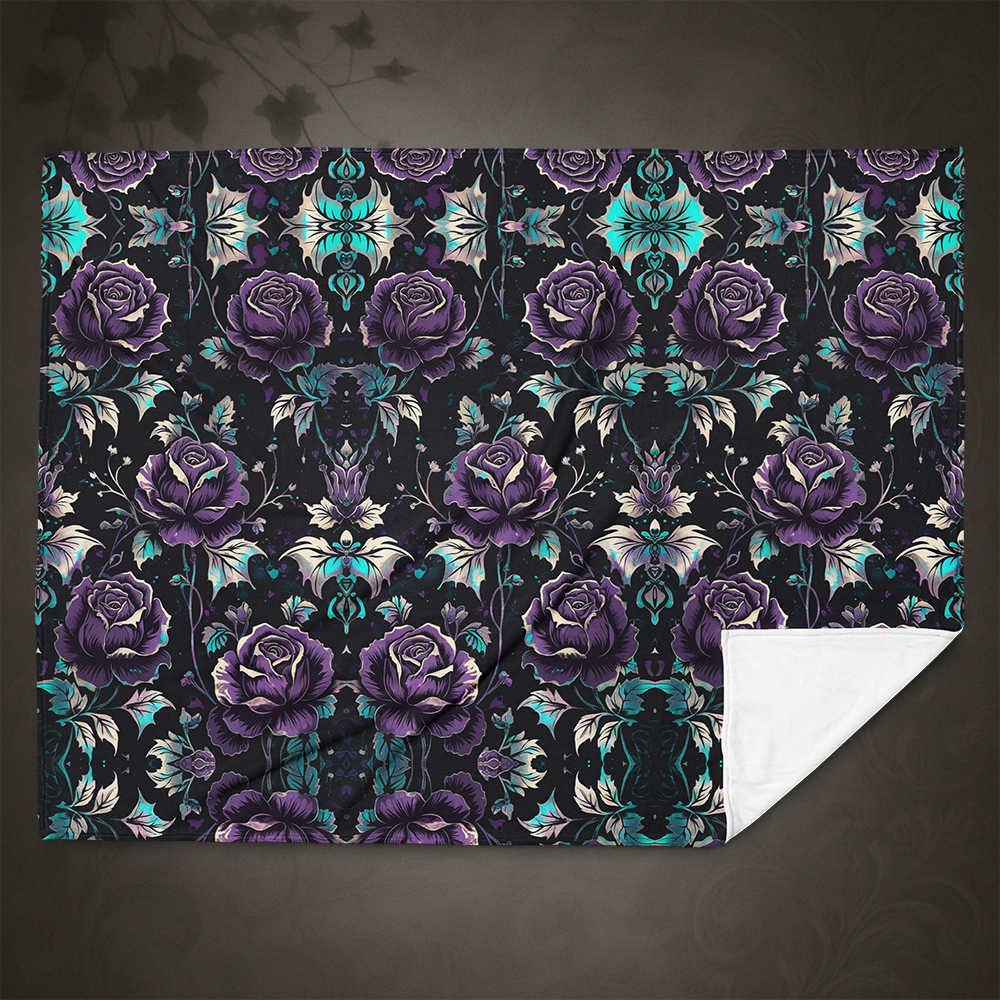 Gothic Floral Rose Throw Blanket