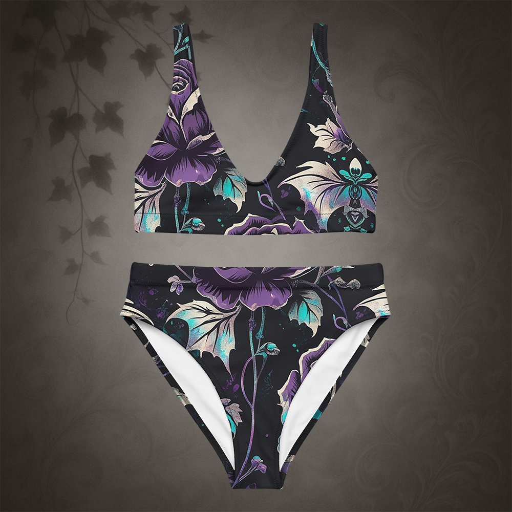 Gothic Floral Rose Bikini Set