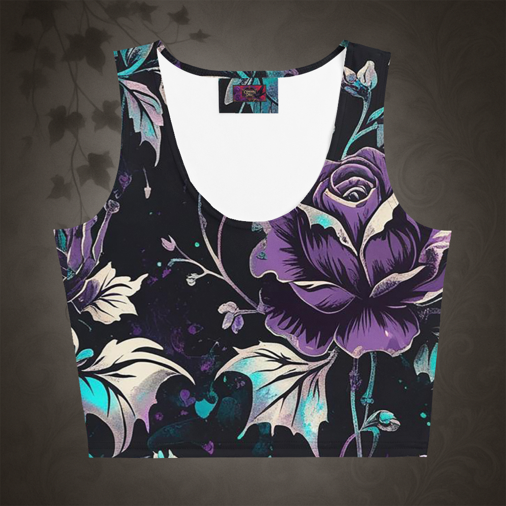 Gothic Floral Rose Crop Top