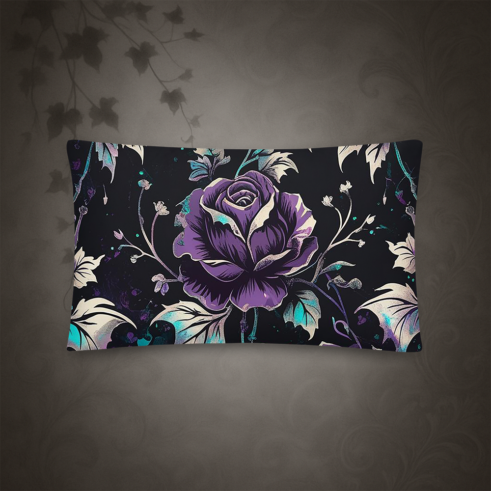 Gothic Floral Rose Throw Pillow