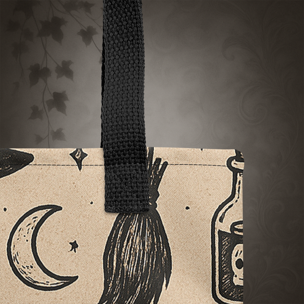 Witchcore Gothic Skull Tote Bag