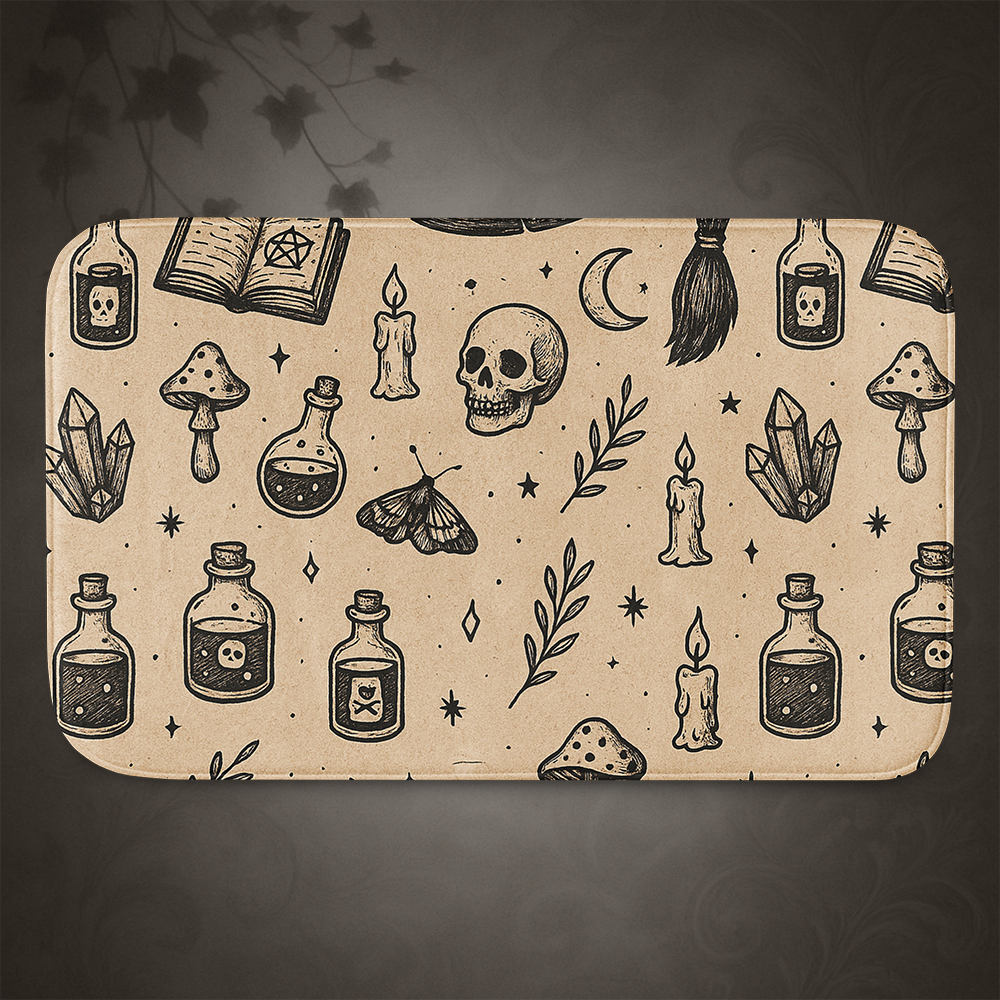Witchcore Gothic Skull Bath Mat