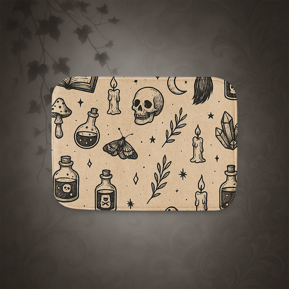Witchcore Gothic Skull Bath Mat