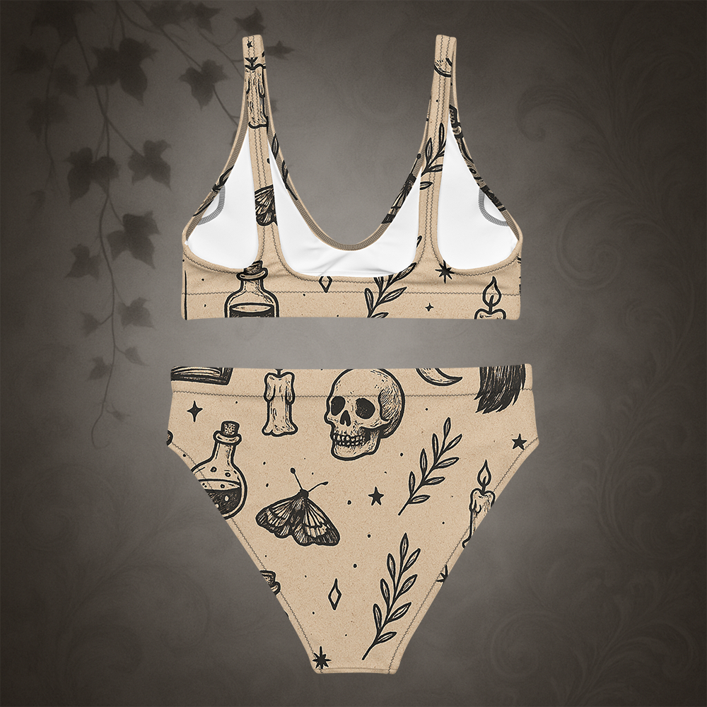 Witchcore Gothic Skull Bikini