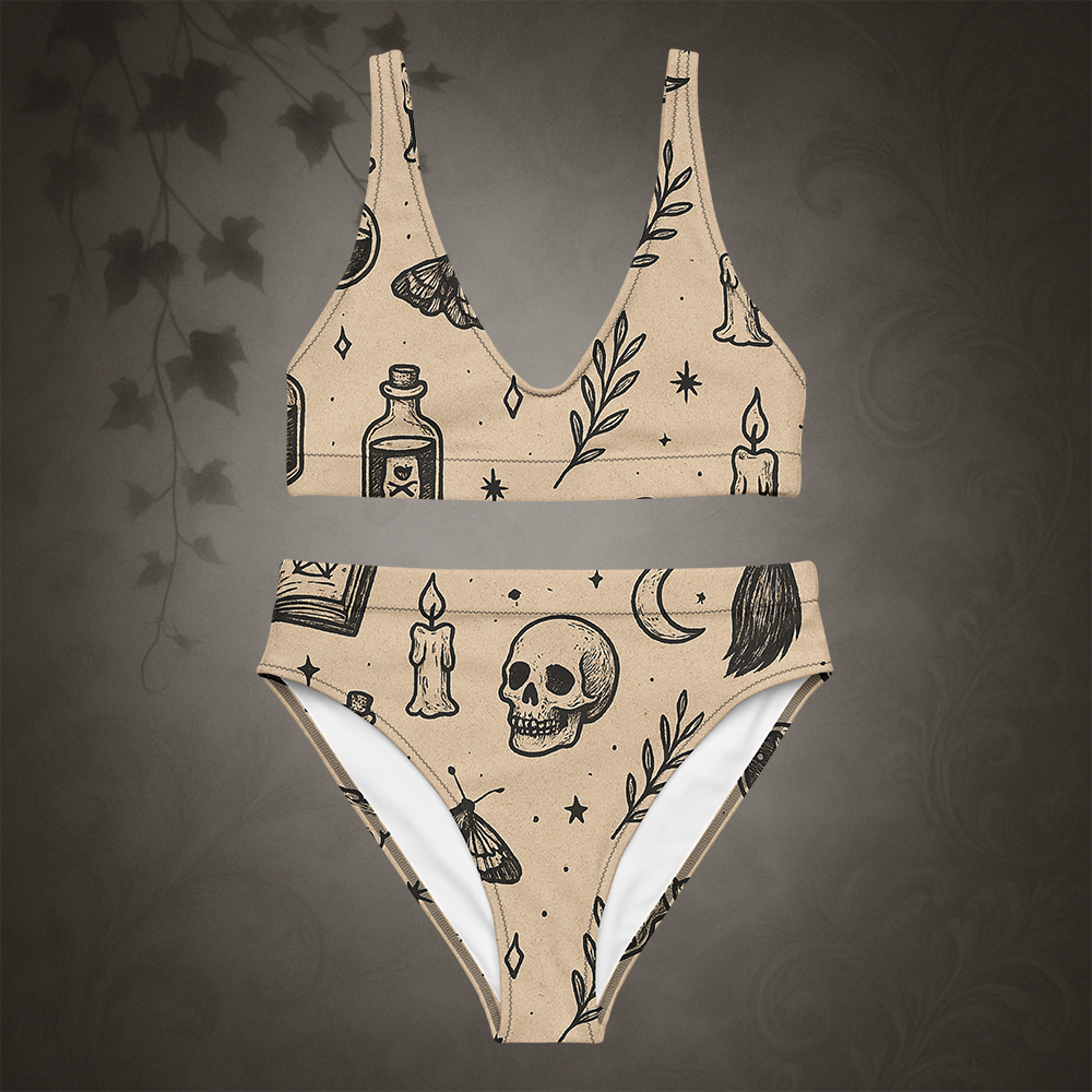 Witchcore Gothic Skull Bikini