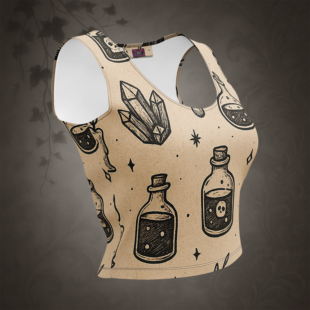 Witchcore Gothic Skull Crop Top