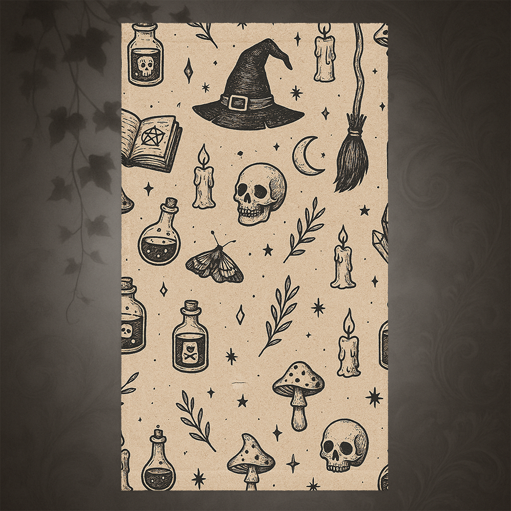 Witchcore Gothic Skull Hand Towel
