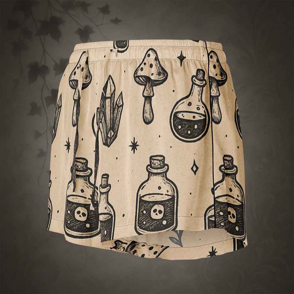 Witchcore Gothic Skull Pajama Shorts