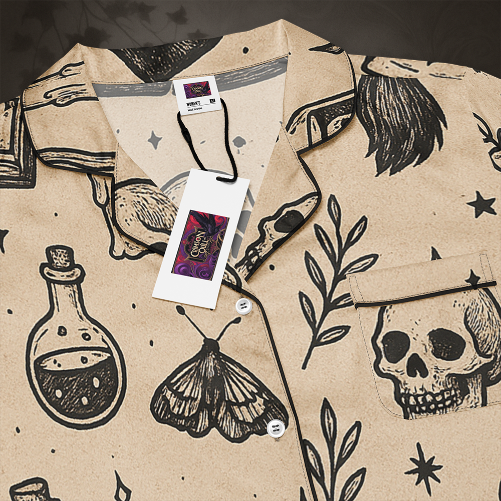 Witchcore Gothic Skull Pajama Top
