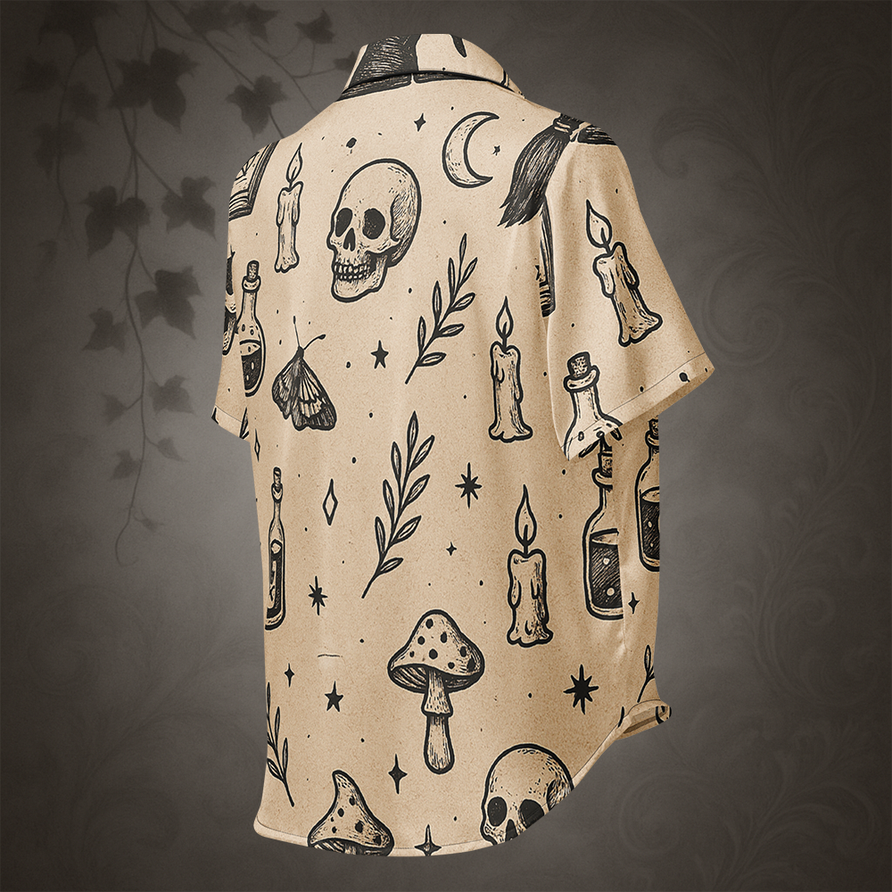 Witchcore Gothic Skull Pajama Top
