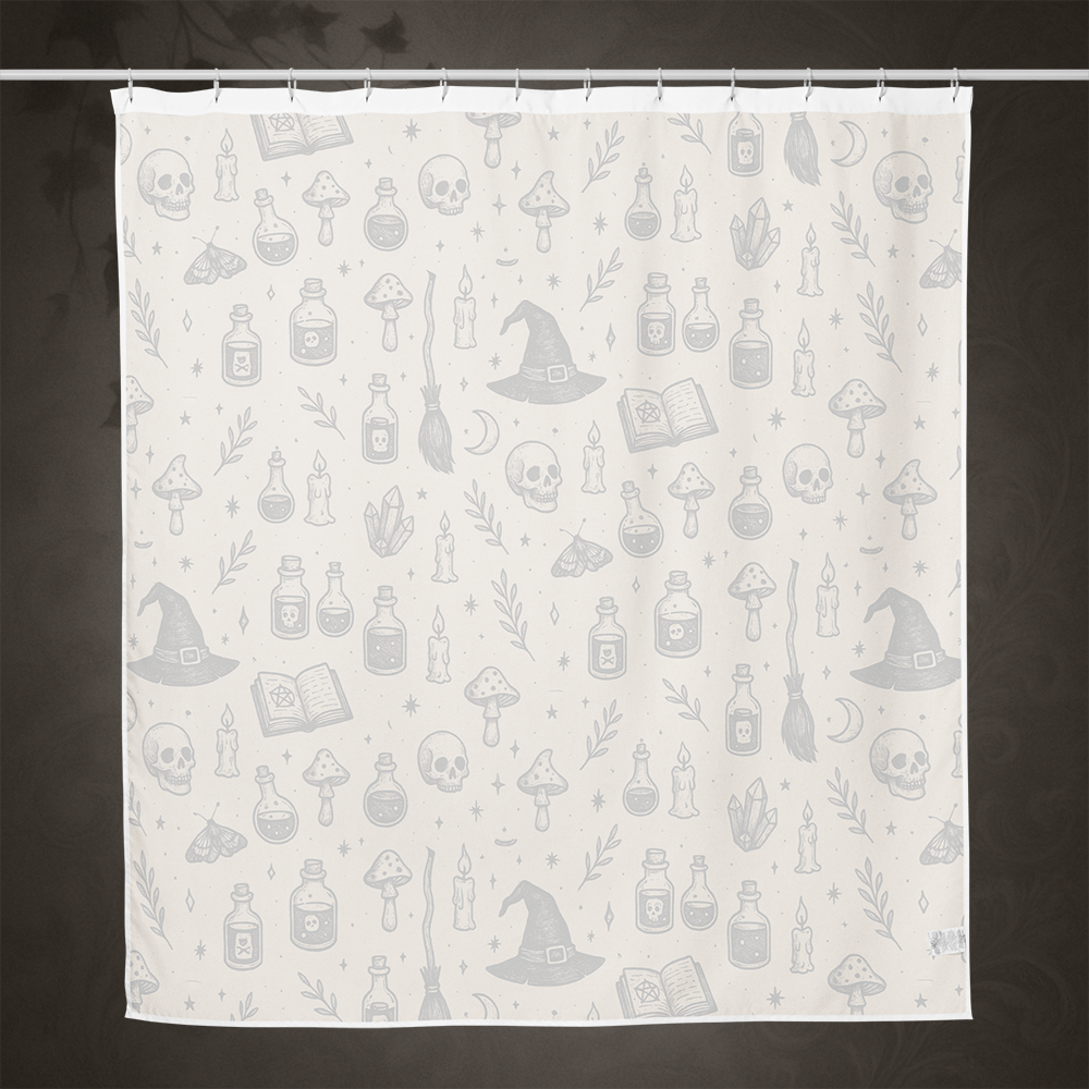 Witchcore Gothic Skull Shower Curtain