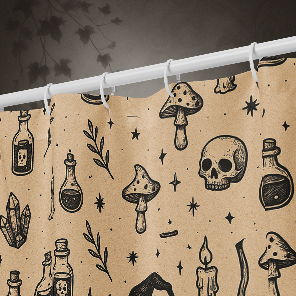 Witchcore Gothic Skull Shower Curtain