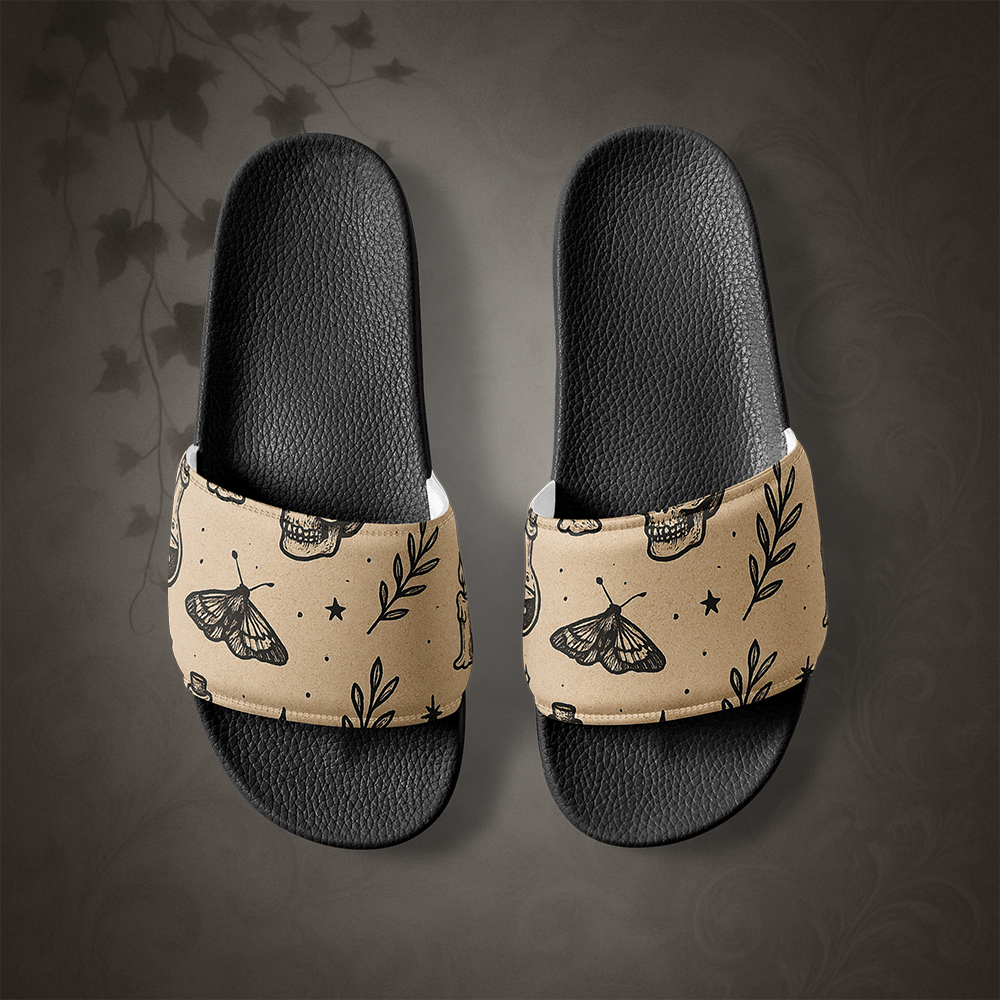 Witchcore Gothic Skull Slide Sandals