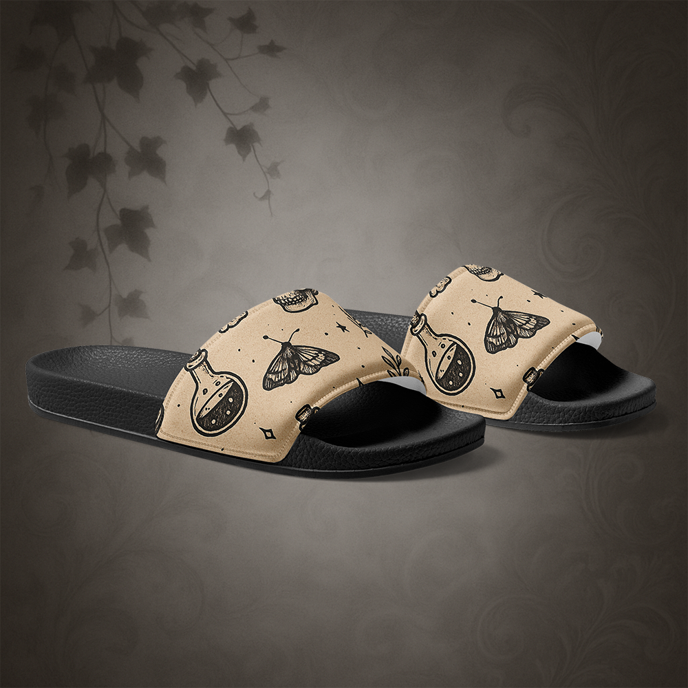 Witchcore Gothic Skull Slide Sandals