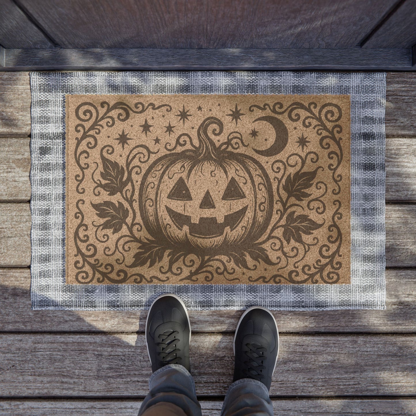 Halloween Pumpkin Doormat, Autumn Decor, Spooky Home Entrance Rug, Seasonal Welcome Mat, Trick or Treat Front Door Decor