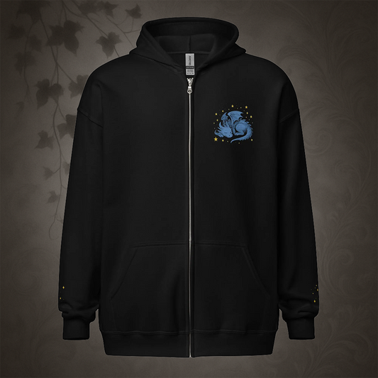 Mystical Blue Dragon Zip-Up Hoodie