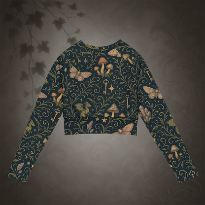 Long-sleeve shirt with intricate pattern on a dark background