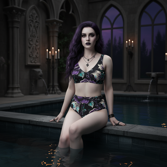 Gothic Floral Rose Bikini Set