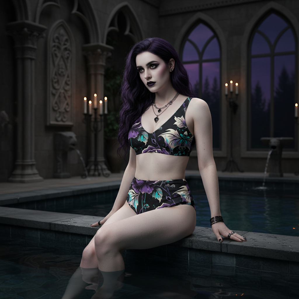 Gothic Floral Rose Bikini Set
