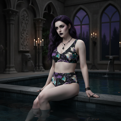 Gothic Floral Rose Bikini Set