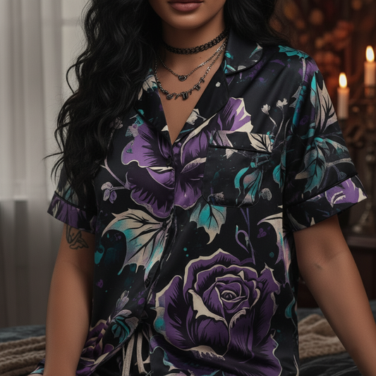 Gothic Floral Rose Pajama Top