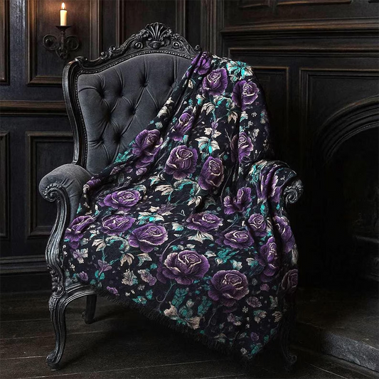Gothic Floral Rose Throw Blanket