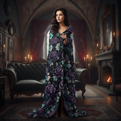 Gothic Floral Rose Throw Blanket