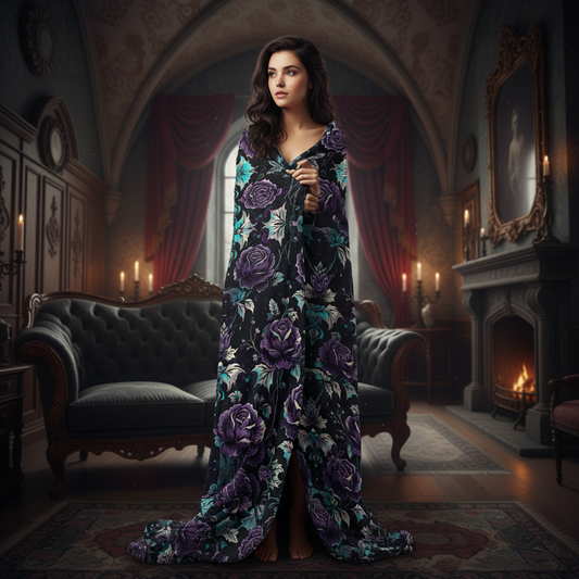 Gothic Floral Rose Throw Blanket
