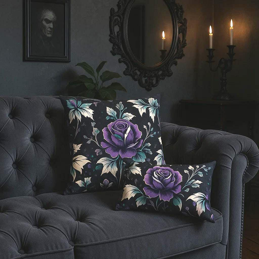 Gothic Floral Rose Throw Pillow