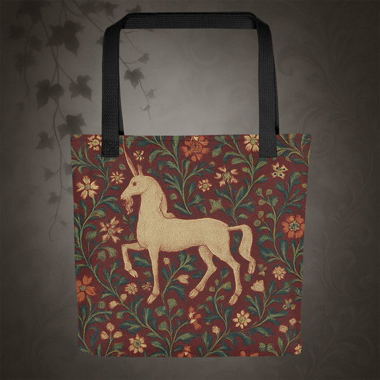 Medieval Unicorn Tapestry Tote Bag