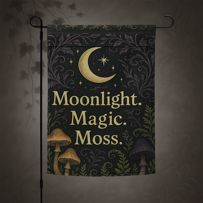 Witchcore Moonlight Magic Moss Garden Flag