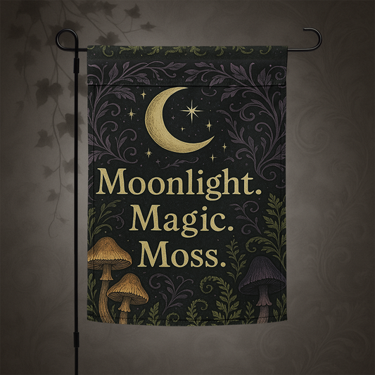 Witchcore Moonlight Magic Moss Garden Flag