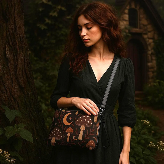 Dark Cottagecore Mushroom Crossbody Bag