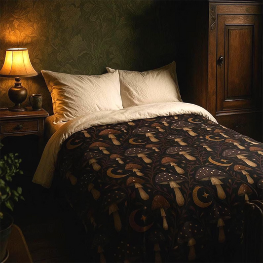 Dark Cottagecore Mushroom Duvet Cover