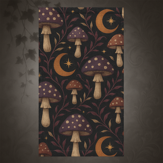 Dark Cottagecore Mushroom Hand Towel